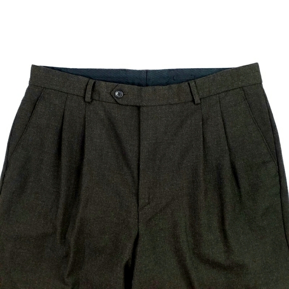 Vintage 7 Collection Brown Pleated Front Tapered Cuffed Wool Dress Pants Mens 34 - Picture 7 of 14